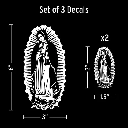 Miniatura 2 de Calcomanías de Nuestra Señora de Guadalupe para coche, camión, tableta, vaso, juego de 3 calcomanías católicas blancas de 3 y 6 pulgadas, calcomanía