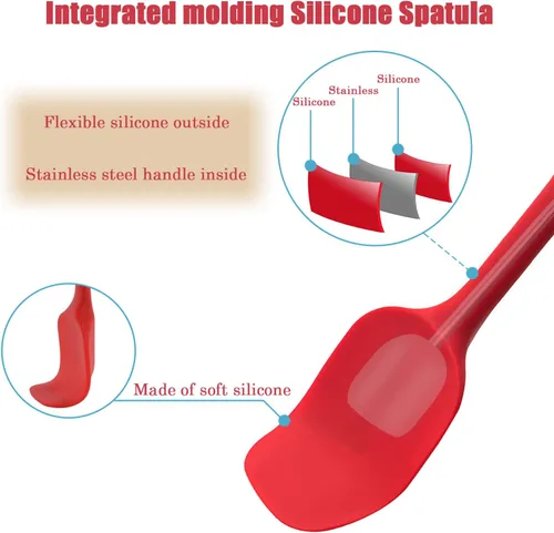 Miniatura 3 de Juego de espátulas de silicona, espátula de cuchara de goma para hornear, utensilio de cocina resistente al calor, cuchara de silicona flexible
