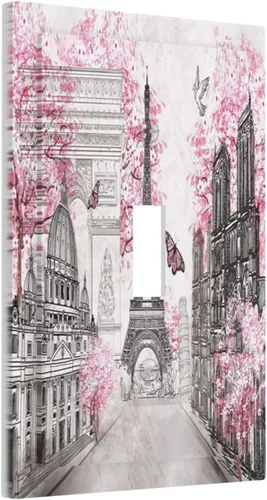 París Torre Eiffel Arc De Triomphe - Placa de pared de palanca individual de 1 cuadrilla, paisaje de ciudad europea, cubierta de interruptor de luz,