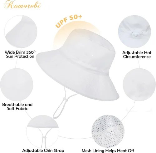 Miniatura 7 de Sombrero de sol para bebé, protección solar UPF 50+, sombrero de pescador para niños, sombrero de verano para playa, sombrero de ala ancha