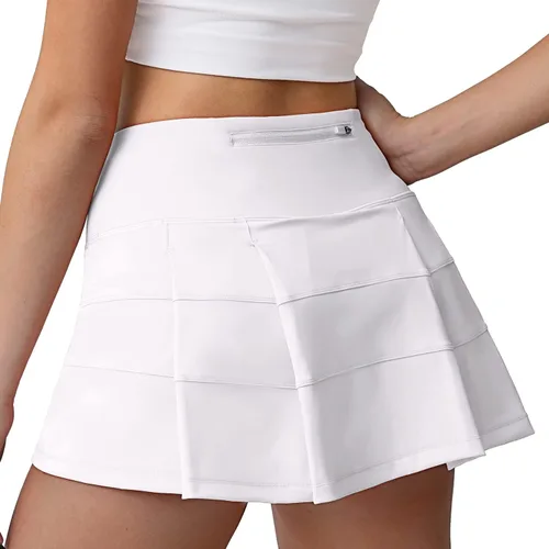 Miniatura 4 de Husnainna - Falda de tenis plisada de cintura alta con bolsillos, falda pantalón de golf para mujer, pantalones cortos incorporados