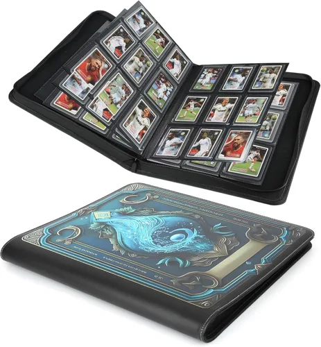 Miniatura 13 de Carpeta Toploader rígida, fundas rígidas con 9 bolsillos para 288 tarjetas. Carpeta de tarjetas con fundas para rígidas "3 × 4", tarjetero (negro)