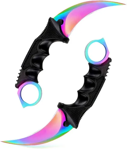 TOPOINT Cuchillo Karambit, cuchillo de hoja fija de acero inoxidable con funda y cuchillo de cordón CS-GO para caza, campamento y supervivencia en