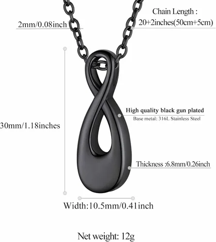 Miniatura 221 de FindChic Collares personalizados con urna para cenizas, barra vertical, gato, luna, reloj de arena, garra de perro, acero inoxidable, chapado en oro