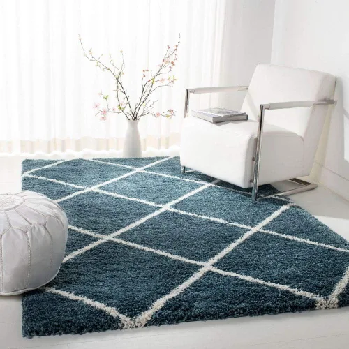Miniatura 80 de SAFAVIEH - Alfombra de la colección Hudson Shag, diseño de enrejado moderno, no desprende pelusa y fácil de cuidar, 2 pulgadas de grosor, ideal