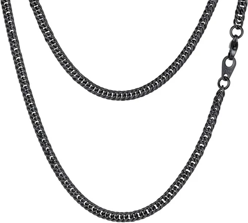 FindChic - Cadena de eslabones para hombre, chapado en oro de 18 quilates, acero inoxidable, negro, collar para hombres y niños, 14 a 30pulgadas, 8