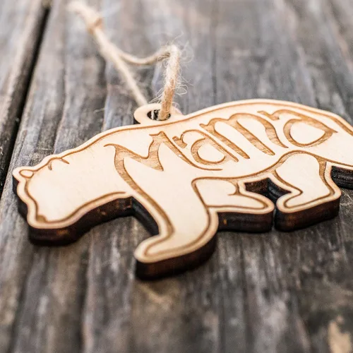 Miniatura 3 de Adorno - Mama Bear - Madera cruda 4x2 in