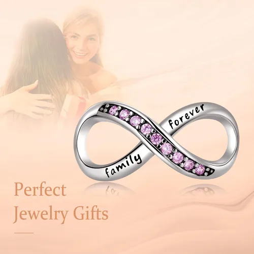 Miniatura 3 de Annmors Family Charm Love your Dad Mon Sister Infinity Charm fits Bracelets 925 Sterling Silver-Lucky Charm for Woman Pendant Bead Jewelry Beads