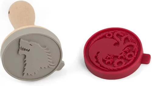 Miniatura 2 de Game Of Thrones Sellos de silicona para galletas House Stark Dire Wolf & House Targaryen Dragon Emblems Juego intercambiable de 2