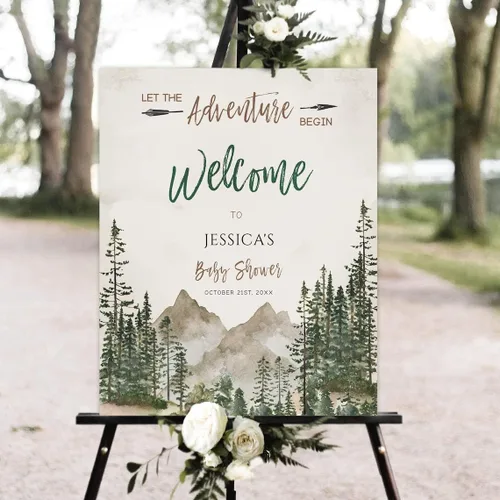 Miniatura 10 de Letrero de bienvenida de baby shower, letrero de bienvenida de baby shower de bosque, decoración de baby shower de bosque, cartel de baby shower