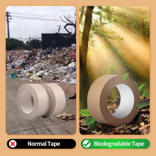 Miniatura 3 de TAPEBEAR Cinta de papel kraft ecológica, cinta de papel kraft biodegradable, cinta de embalaje writable reciclable, superficie sin revestimiento