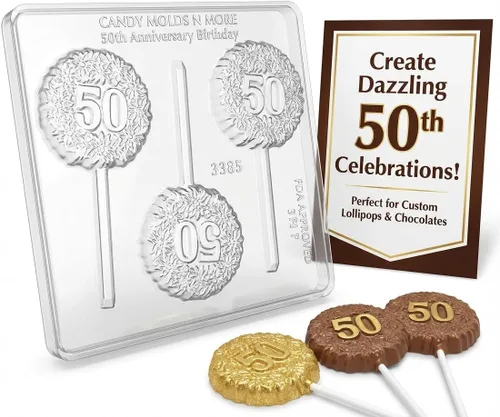 Miniatura 3 de 50th Anniversary Birthday Lollipop Chocolate Candy Mold 3385