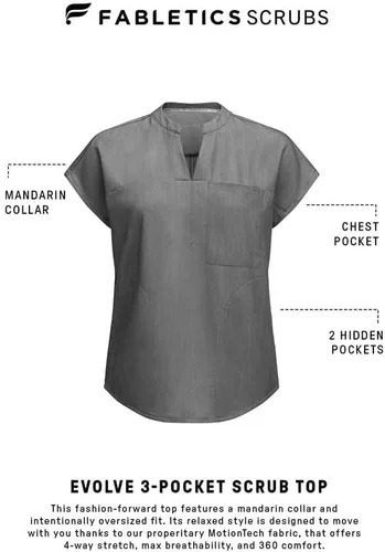 Miniatura 6 de Fabletics Camiseta médica Evolve de 3 bolsillos para mujer con un ajuste de gran tamaño, MotionTech, elástica en 4 direcciones, resistente a