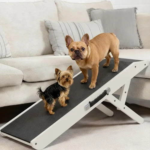 Miniatura 16 de Rampa para perros para sofá – Antideslizante, construcción resistente, rampa para perros plegable – Soporta hasta 200 libras – Ajustable de 7'' a