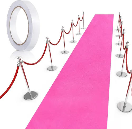 Miniatura 15 de Shappy Alfombra negra para fiesta, 55 GSM de grosor con cinta de alfombra, alfombra de pasillo para Halloween, graduado, boda, fiesta, pista