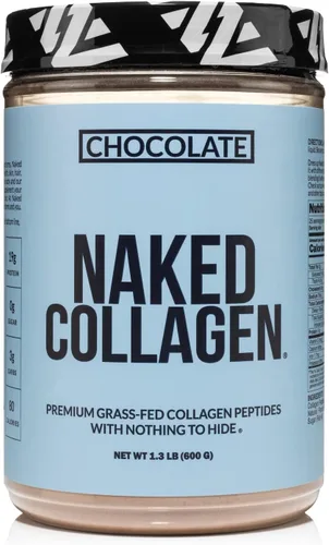 NAKED Polvo de proteína de péptidos de colágeno de chocolate, 24 porciones, obtenido de ganado alimentado con pasto, suplemento de colágeno