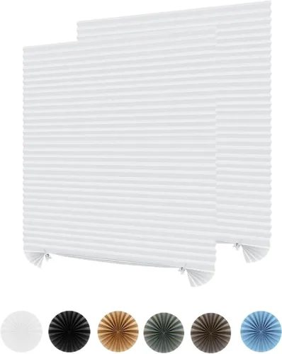 Miniatura 10 de 2 persianas temporales sin cables, autoadhesivas, plisadas de papel, persianas opacas para ventanas, puertas de tela no tejida, sin taladro