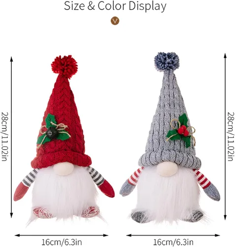Miniatura 2 de Adornos de gnomo de Navidad iluminados, 2 paquetes con luz LED, funciona con pilas, gnomos de Navidad suecos brillantes, juegos de hombres y mujeres