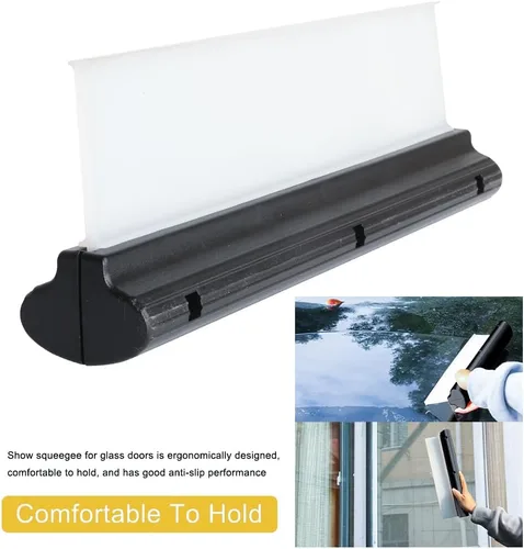 Miniatura 8 de Escobilla de agua automotriz de silicona de 12 pulgadas para secar, barra en T flexible para automóvil, parabrisas, vidrio, ventana, baño (negro)