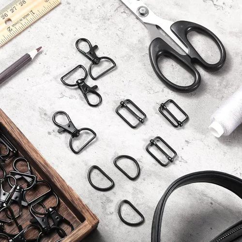 Miniatura 7 de 56 anillos en D para bolsa, bolsa, accesorios para hacer bolsas, hebillas y manualidades (negro, 0.98 pulgadas)