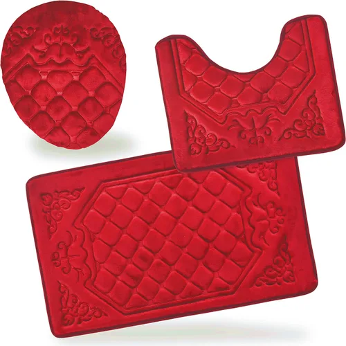 Miniatura 4 de All American Collection - Juego de 3 tapetes de baño de espuma viscoelástica con diseño de corona de felpa suave antideslizante para ducha, baño