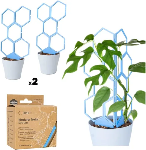 Miniatura 3 de Super Trellis Enrejado hexagonal para plantas trepadoras al aire libre – Enrejado apilable de 14 pulgadas de alto para plantas en macetas