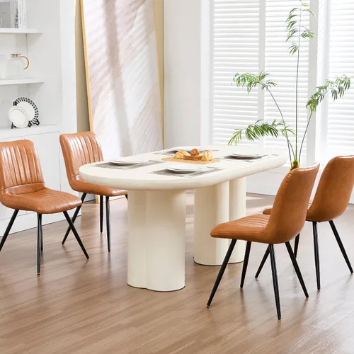 Miniatura 37 de Sillas de comedor, modernas sillas de comedor con cojines gruesos, sillas tapizadas de piel sintética para cocina, comedor con patas de metal