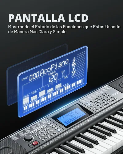 Miniatura 3 de Donner Teclado de Piano de 61 Teclas, Kit de Teclado de Piano Eléctrico con 249 Voces, 249 Ritmos - Incluye Soporte para Piano, Taburete, Micrófono