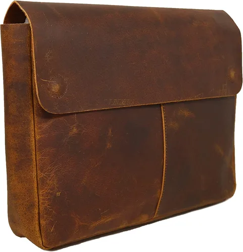 Miniatura 3 de Carpeta de cuero, organizador de carpetas de archivos de cuero de grano completo, portafolio para hombres, funda de cuero espaciosa para portátiles