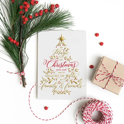 Miniatura 5 de Masterpiece Believe In The Magic Of Christmas Cards / Juego de 15 tarjetas navideñas en caja con detalles de papel de aluminio brillante y sobres
