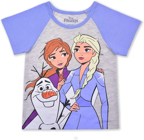 Miniatura 2 de Disney Frozen Elsa, Anna and Olaf - Conjunto de camiseta y pantalones cortos para niñas pequeñas y niños pequeños, color púrpuragris