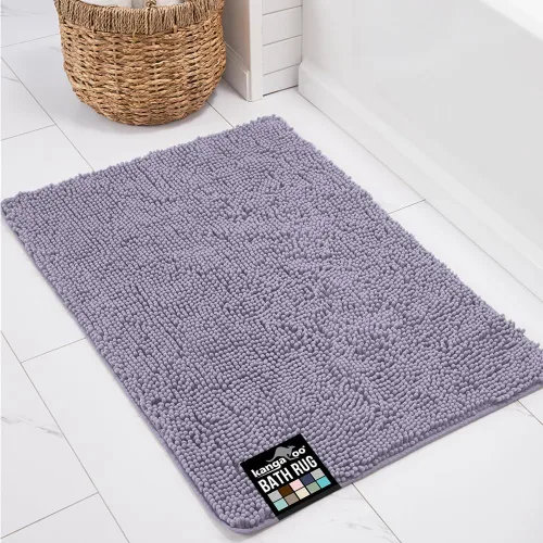Miniatura 23 de KANGAROO Alfombras de baño, alfombra de baño de chenilla suave y absorbente, tapete de ducha lanudo, alfombra de baño de secado rápido lavable a