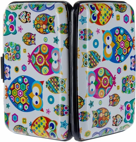Miniatura 170 de ELFISH Mini cartera de aluminio RFID para tarjetas de crédito, funda de identificación de metal para hombres y mujeres, Happy Flower, Cartera Rfid