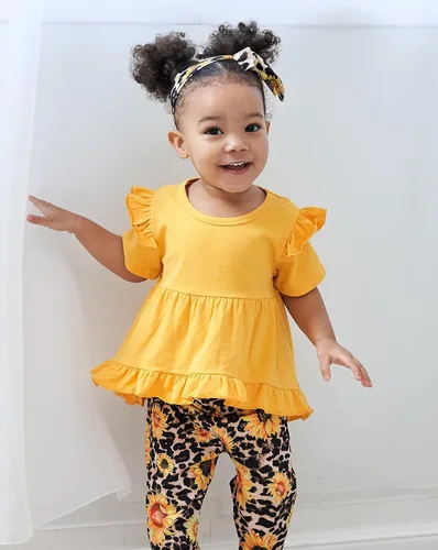 Miniatura 38 de Kucnuzki Conjunto de ropa para bebé niña pequeña, camisa de manga con volantes, pantalón floral, ropa de otoño e invierno para niña