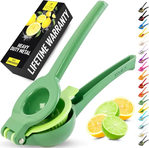 Miniatura 18 de Zulay Kitchen Exprimidor de limón 2 en 1 de metal, exprimidor de mano de extracción máxima resistente, exprimidor de limón que obtiene hasta