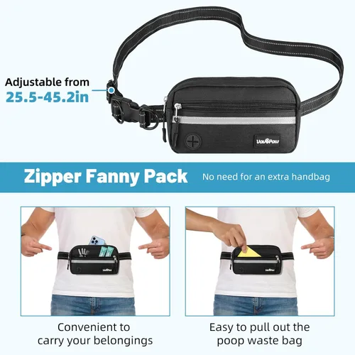 Miniatura 6 de VavoPaw Correa de perro manos libres para 2 perros con bolsa, correa de cintura para pasear perros, trotar, senderismo, correas retráctiles con asas