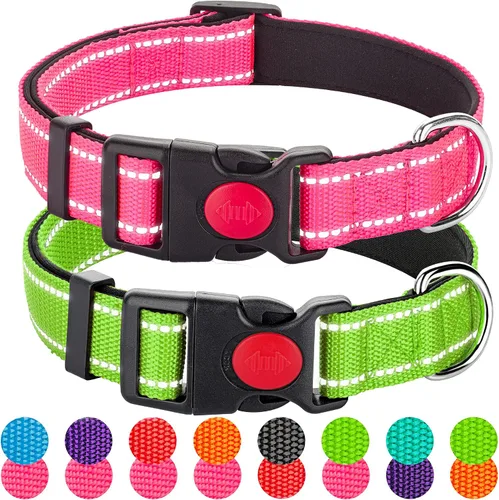 Miniatura 19 de Paquete de 2 collares reflectantes para perros medianos, hembras, machos, collares de nailon para cachorros, perros pequeños y grandes, con hebilla