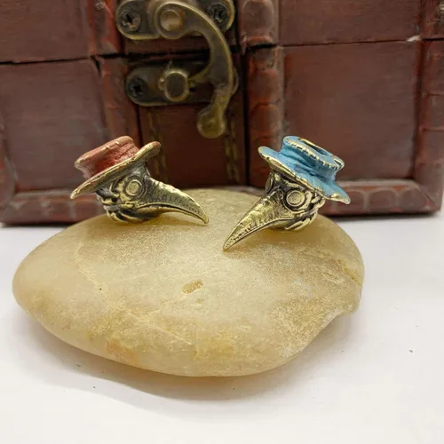 Miniatura 8 de Retro latón Plague Doctor edc perlas llavero DIY accesorios cuentas de paracord