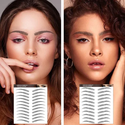 Miniatura 2 de Aresvns Cejas falsas realistas, 99 pares, 12 formas, transferencia de cejas impermeables 4D para mujeres y adolescentes, perfectas para regalos