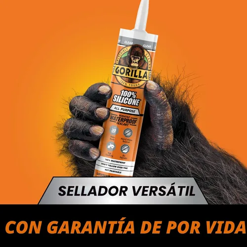 Miniatura 2 de Gorilla Sellador de silicona impermeable para calafatear y sellar, cartucho de 10 onzas (paquete de 1), sellador de calafateo transparente