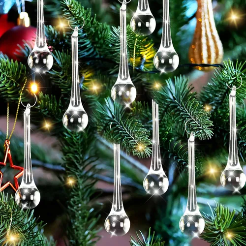 Miniatura 8 de Whaline 40 Piezas Adornos Colgantes de Cristal de 3 Pulgadas Transparentes en Forma de Lágrima Decoración de Candelabro Adornos Colgantes de Vidrio