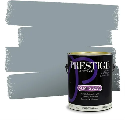 Miniatura 1665 de Pintura Exterior + imprimación PRESTIGE, todo-en-uno, 1 galón, acabado mate, color comparable al Valspar* Royal Gray* VS151-Gris real
