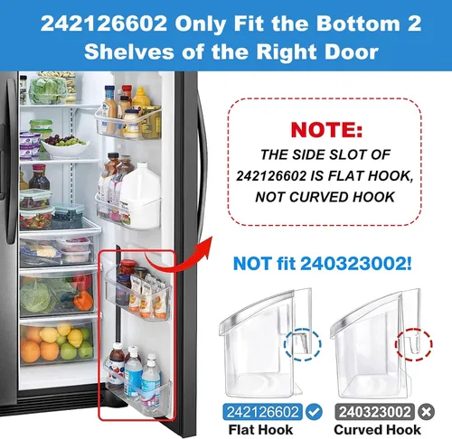 Miniatura 5 de Actualizado 242126602 - Estante de repuesto para puerta de refrigerador Frigidaire Electrolux, estante inferior de 2 estantes, estante lateral