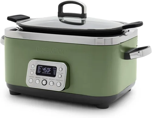 Miniatura 13 de GreenPan - Olla eléctrica programable Elite de cocción lenta 8 en 1, 6 cuartos de galón, tapa y recipiente extraíbles, sin PFAS, cerámica Verde