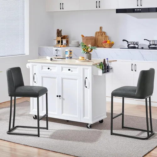 Miniatura 4 de Yaheetech Juego de 2 taburetes de bar, taburetes de cocina de altura de mostrador de 24 pulgadas, sillas de bar tapizadas de cuero modernas