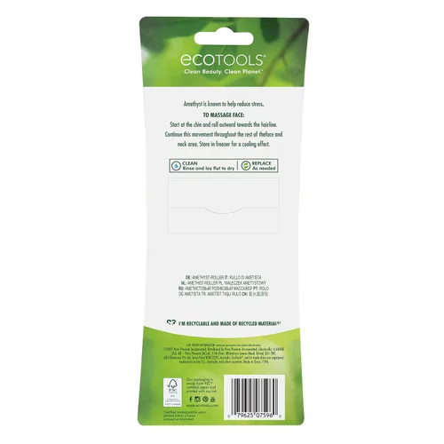 Miniatura 7 de EcoTools Rodillo facial de amatista, rodillo facial y masajeador de piedra real, herramienta para el cuidado de la piel y esculpir, reduce