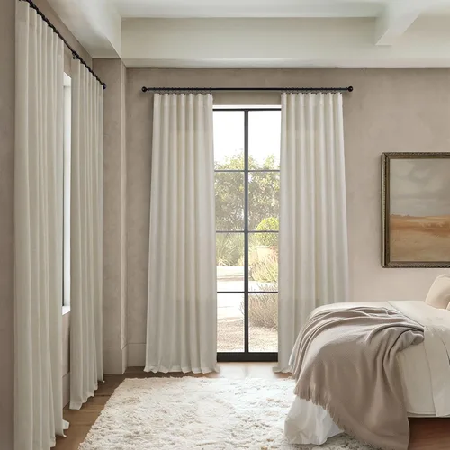 Miniatura 63 de Cortinas de lino gris claro, 2 paneles, presillas traseras, bolsillo para cortinero, semitraslúcidas, ahorran energía, estilo rústico, arpillera