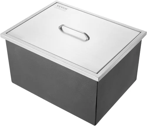 Miniatura 10 de VEVOR Arcón congelador de inmersión, enfriador de hielo de acero inoxidable de 22" L x 17" W x 12" H, recipiente de hielo comercial con cubierta