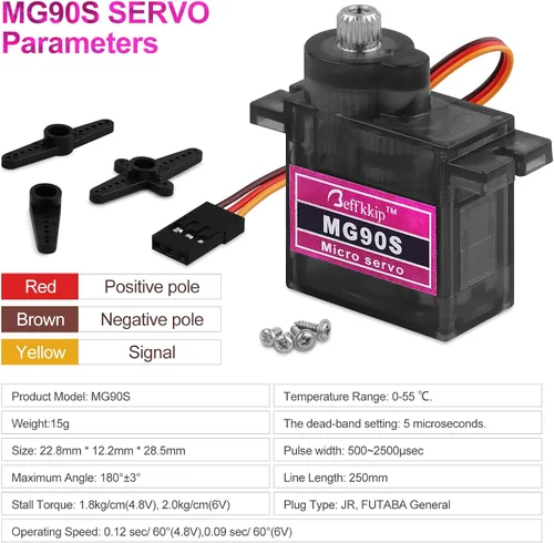Miniatura 4 de 8PCS MG90S 0.32 oz Micro Servo Motor Metal Gear para RC Robot Car Avión Helicóptero Mini Servos para Arduino Project