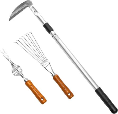 Miniatura 8 de Hoz de deshierbe con mango largo ajustable (26-1/2 a 42-3/4 pulgadas), acero inoxidable japonés, fabricado en Japón, herramienta telescópica